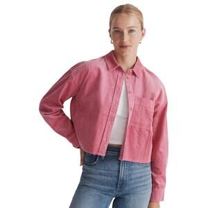 Madewell Shirt Women Small Pink Corduroy Cotton Button Up Oversized Shacket Boxy